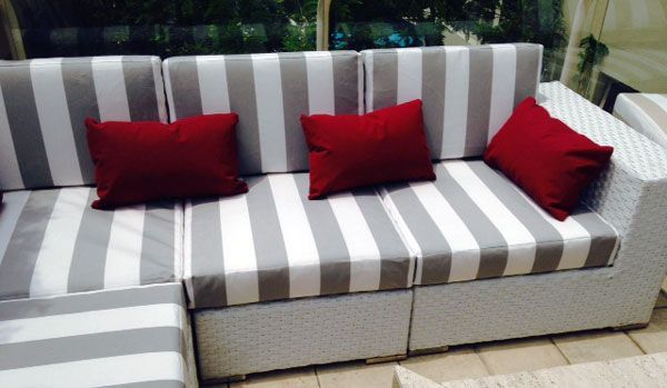 Custom Outdoor cushions in Dickson Orchestra  8907- 120 GRIS