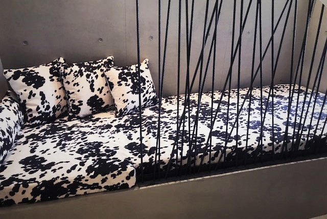 Custom Daybed in Warwick Cowgrain Black