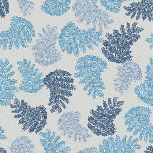 Big Leaves Linen Blue